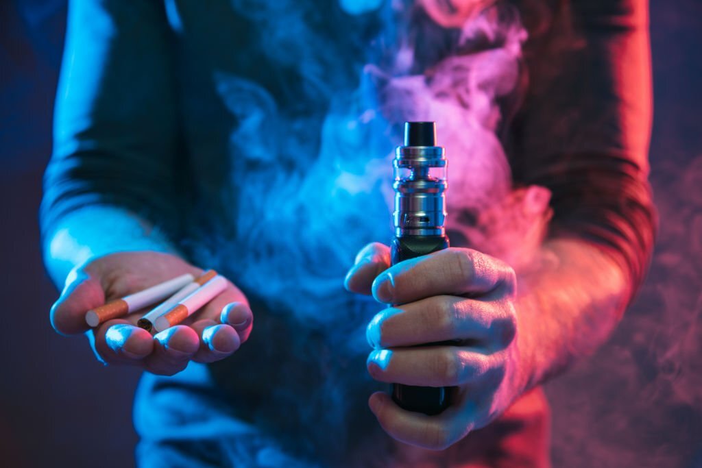 Vaping flavored e-liquid from an electronic cigarette